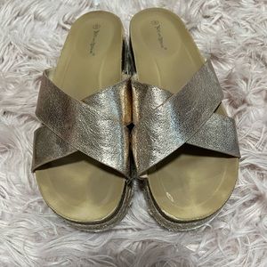 Rose gold platform sandal/ slide